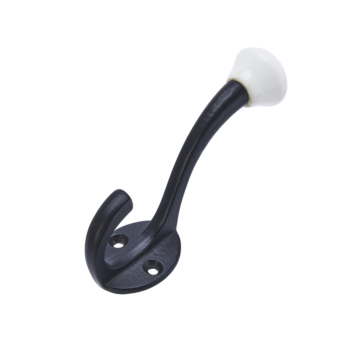 Iron hook w/ stoneware knob