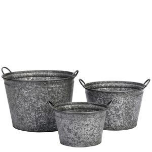 Galvanised iron planters w/ handles