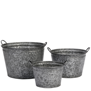 Galvanised iron planters w/ handles