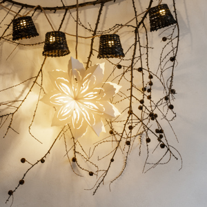 Wire lights w/ bamboo shades