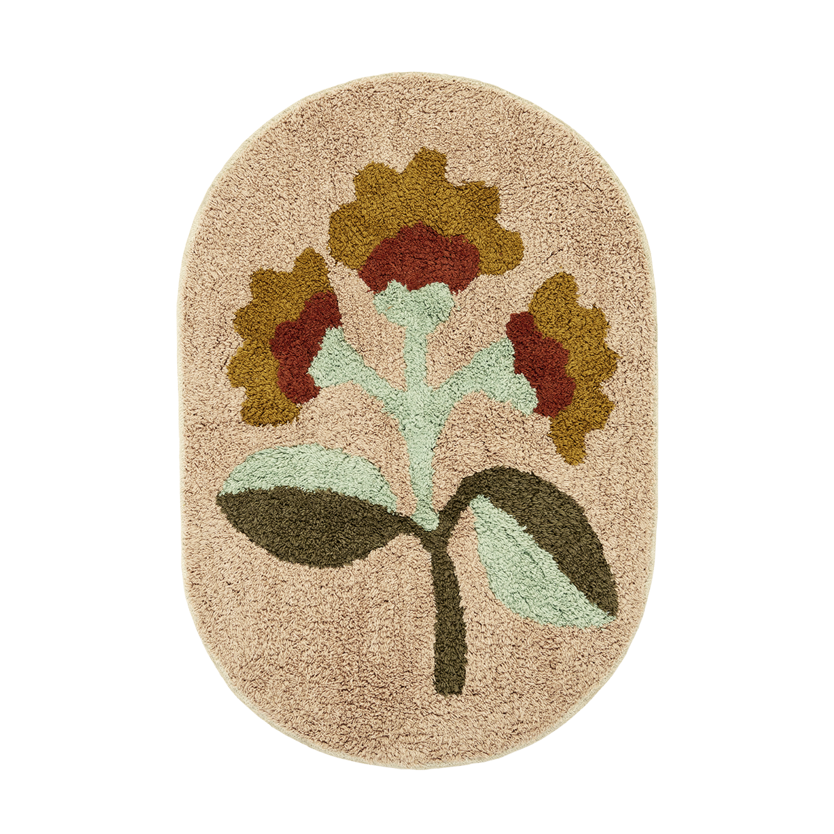 Oval tufted bath mat