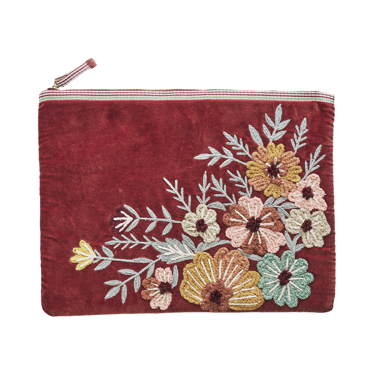 Embroidered velvet laptop sleeve