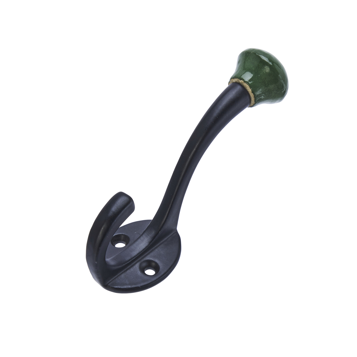 Iron hook w/ stoneware knob