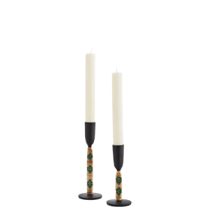 Iron candle holders w/ bamboo