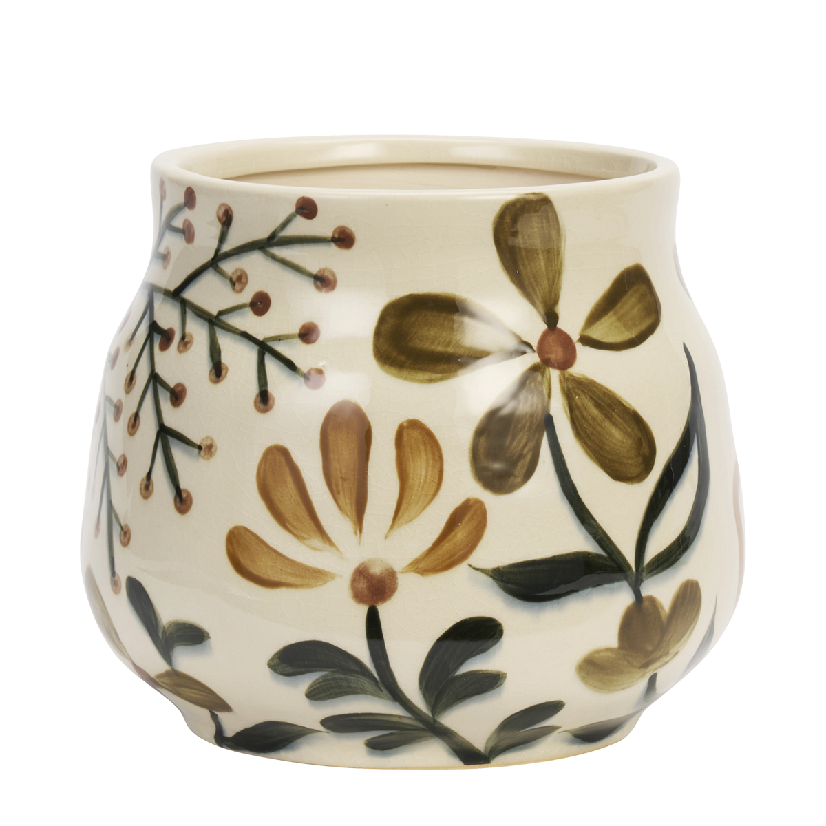 Hand-painted stoneware flowerpot
