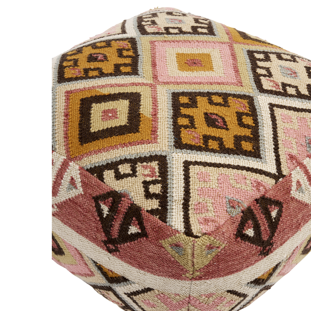 Handwoven wool pouf