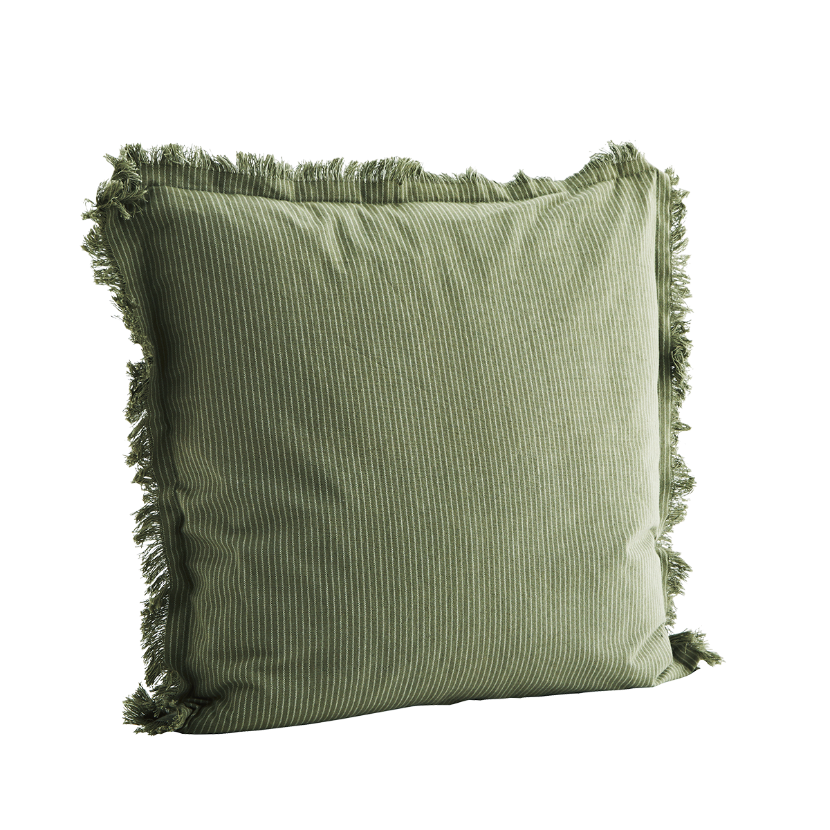 Striped cushion cover w/ fringes