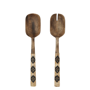 Wooden salad set w/ cane