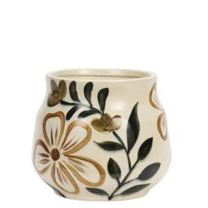 Hand-painted stoneware flowerpot