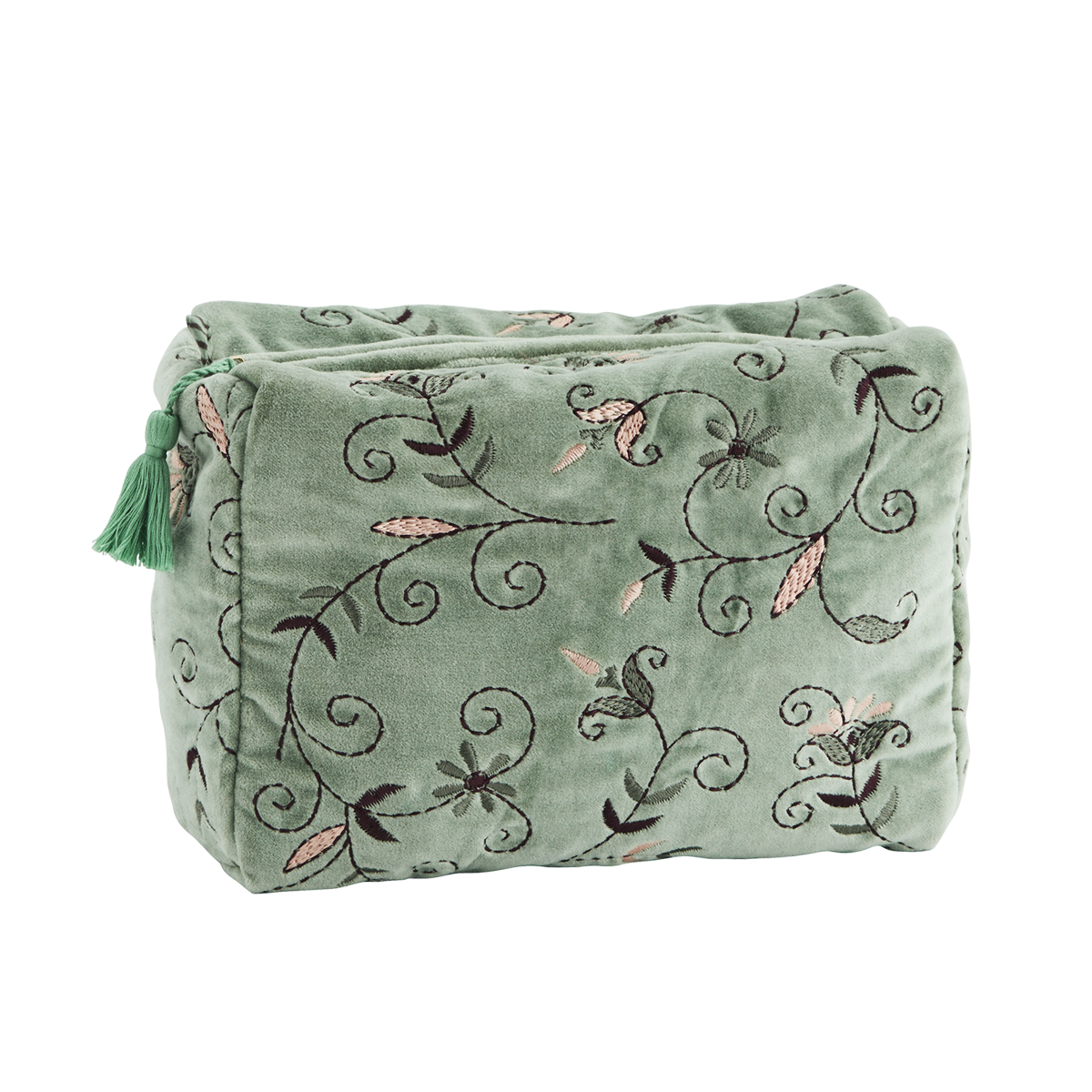 Embroidered velvet washbag