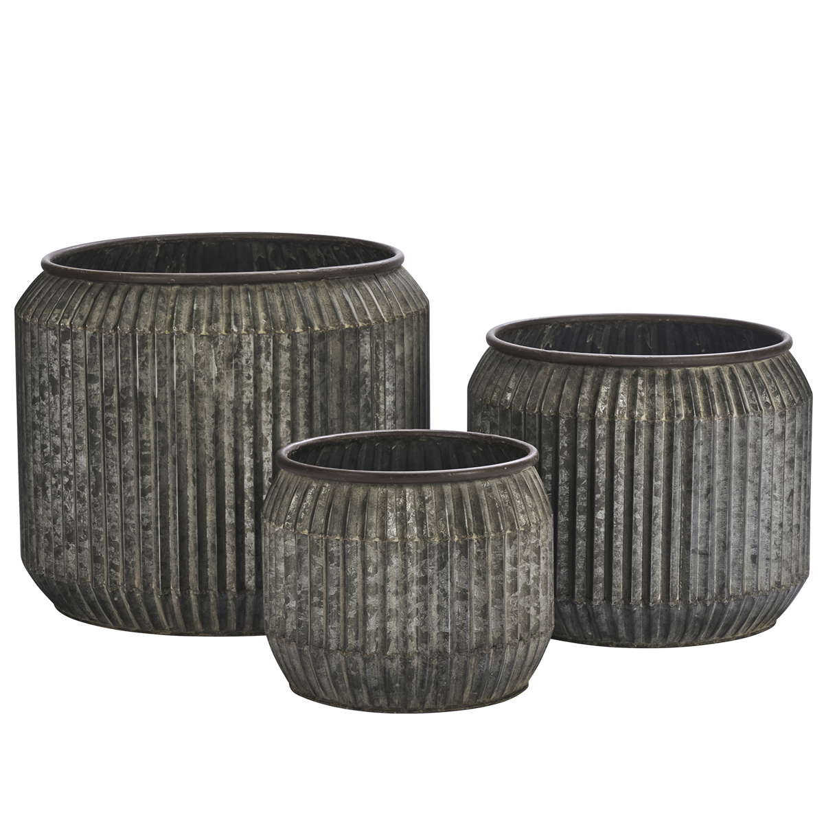 Round galvanized planters
