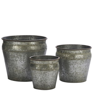 Round galvanized planters