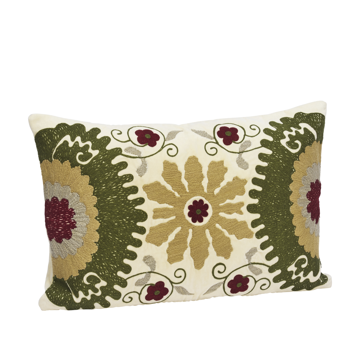 Embroidered velvet cushion cover