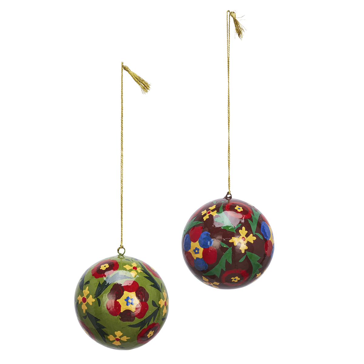 Handmade paper mache christmas balls