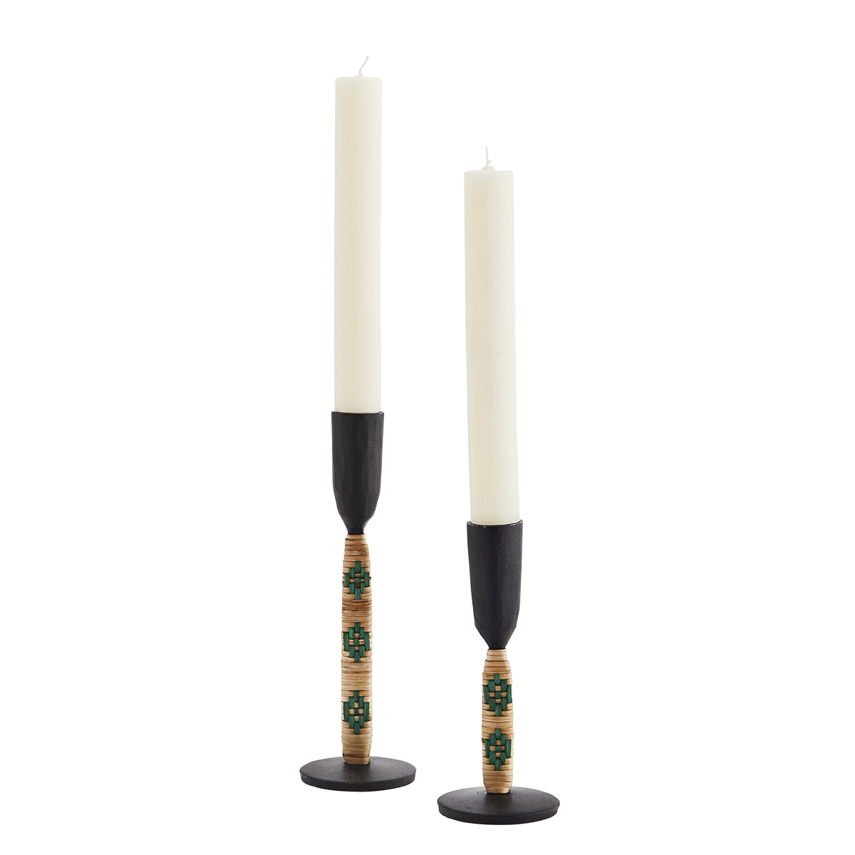 Iron candle holders w/ bamboo