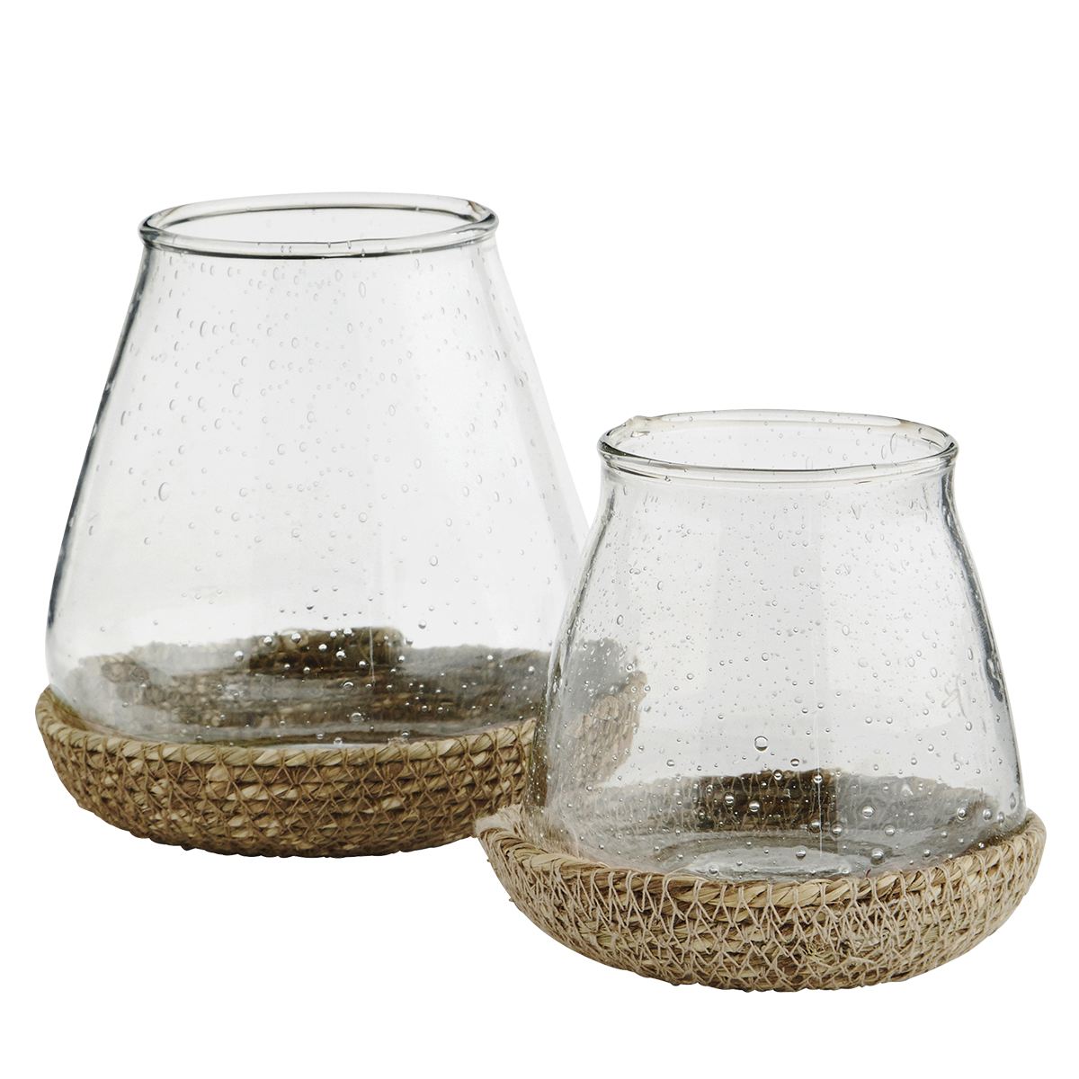 Glass votive w/ jute tray