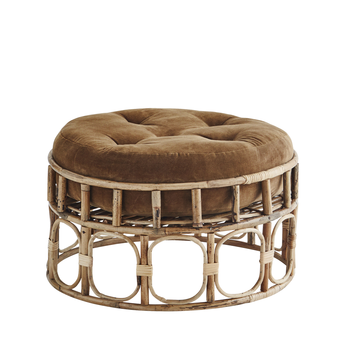 Round bamboo pouf