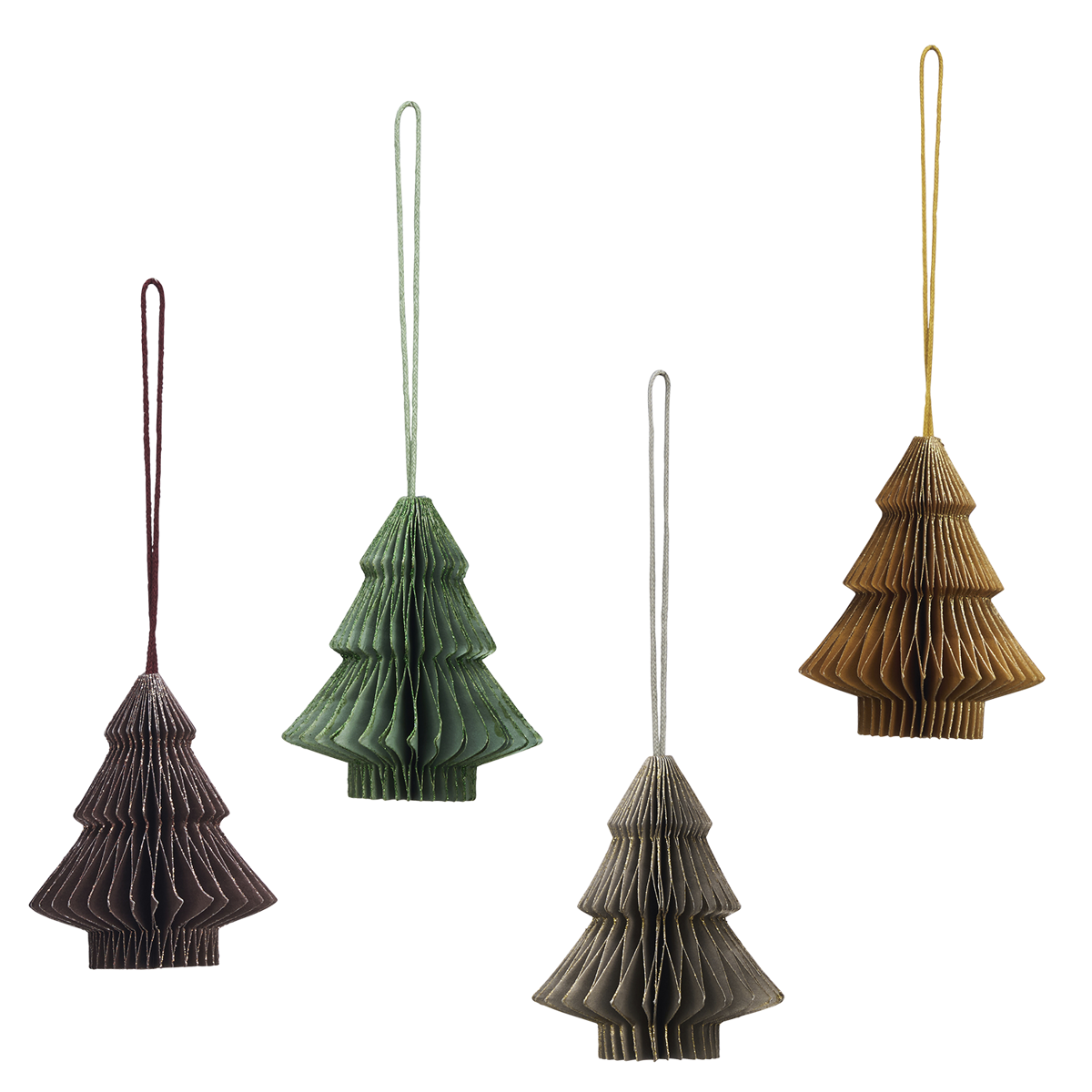 Hanging paper trees w/ glitter