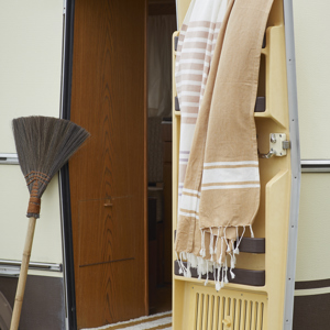 Striped tufted bath mat