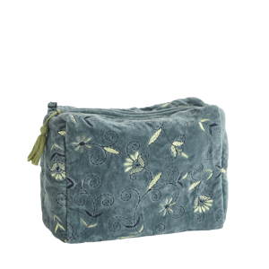 Embroidered velvet washbag