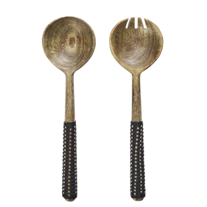 Wooden salad set w/ cane
