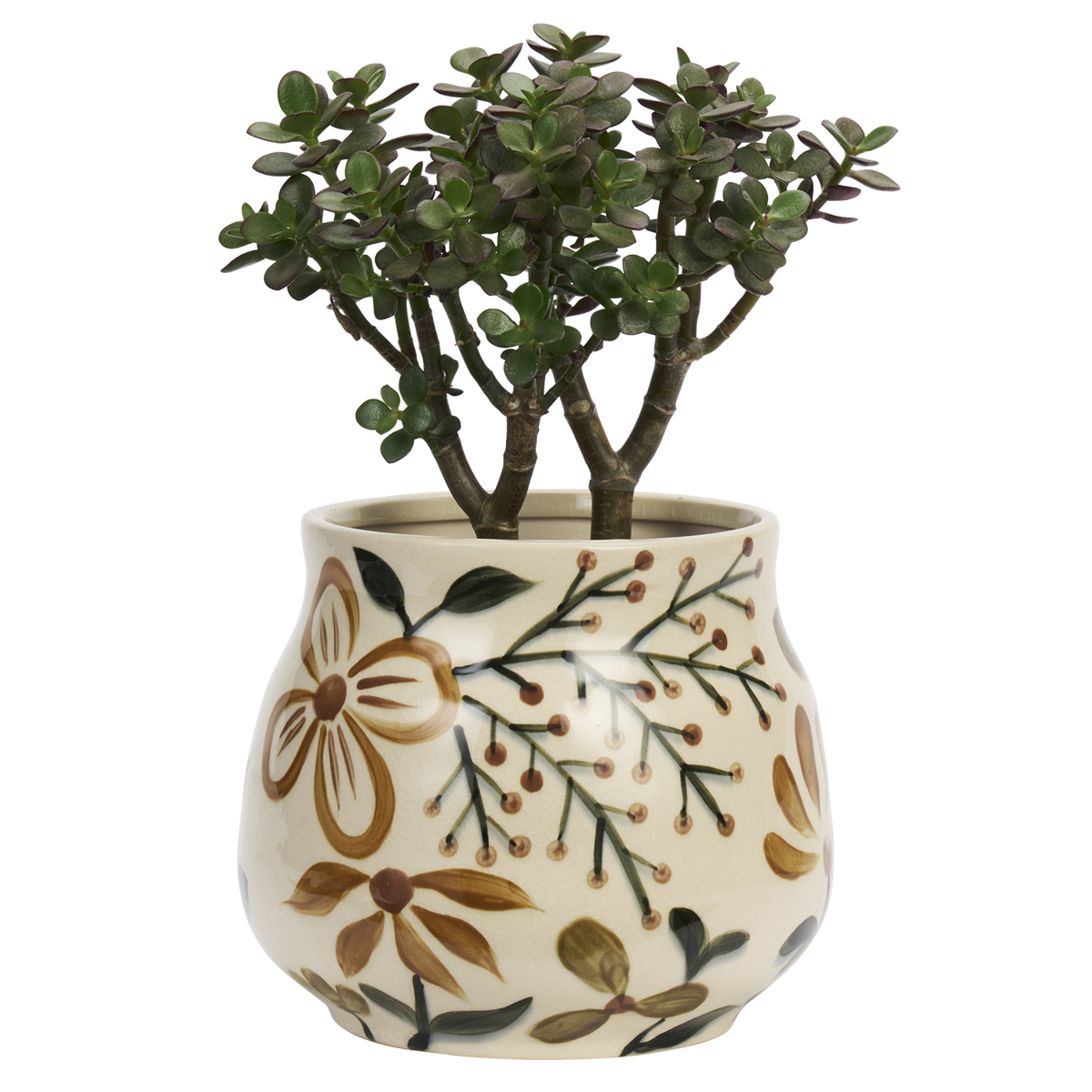 Hand-painted stoneware flowerpot