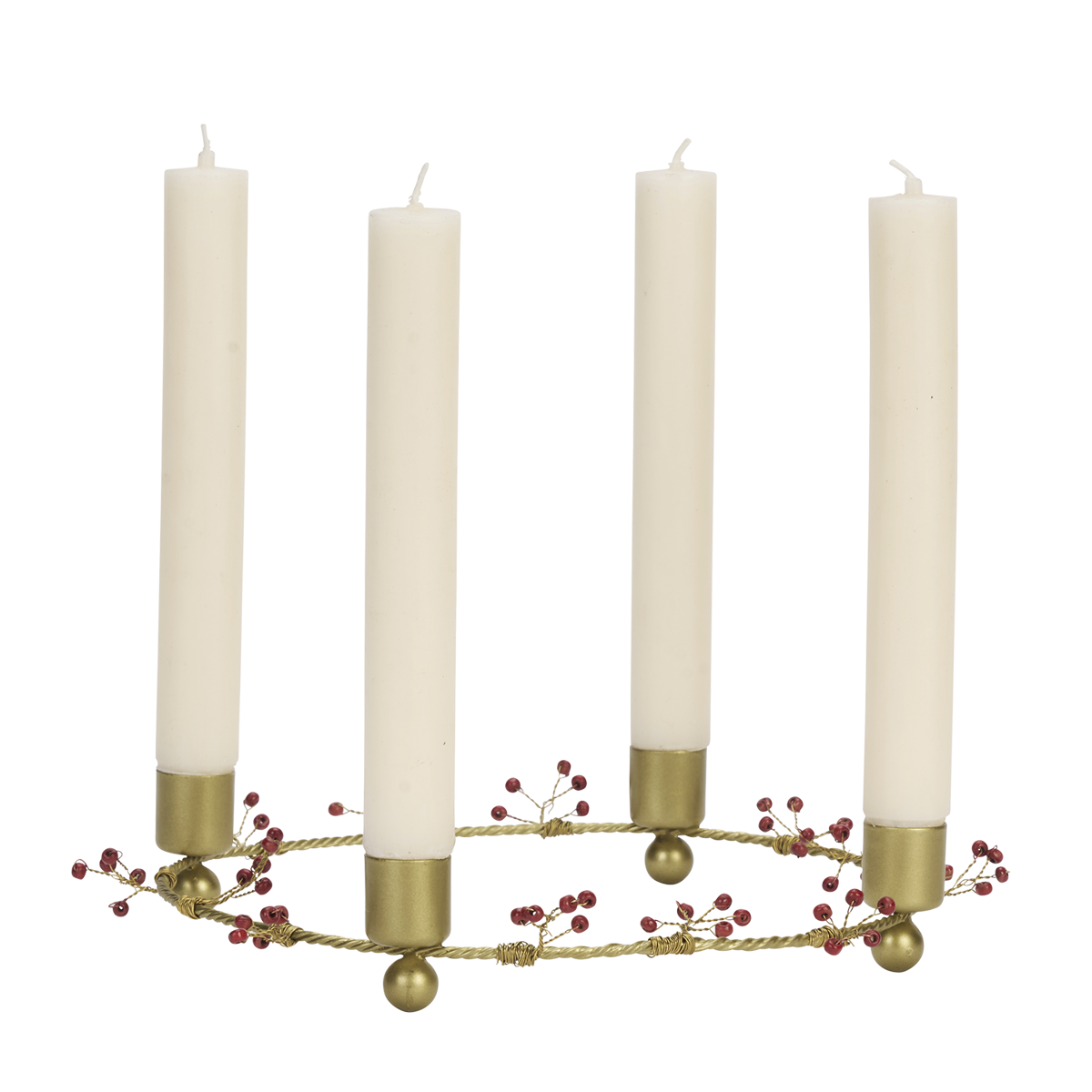 Candle holder w/ wooden beads
