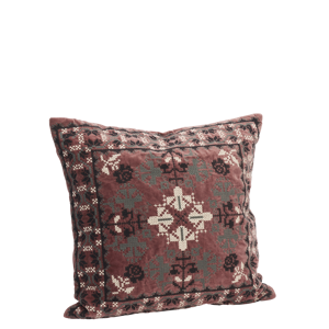Embroidered velvet cushion cover
