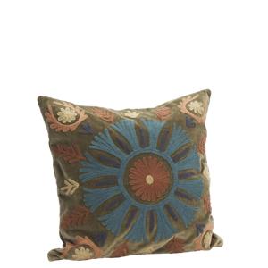 Suzani embroidered velvet cushion cover