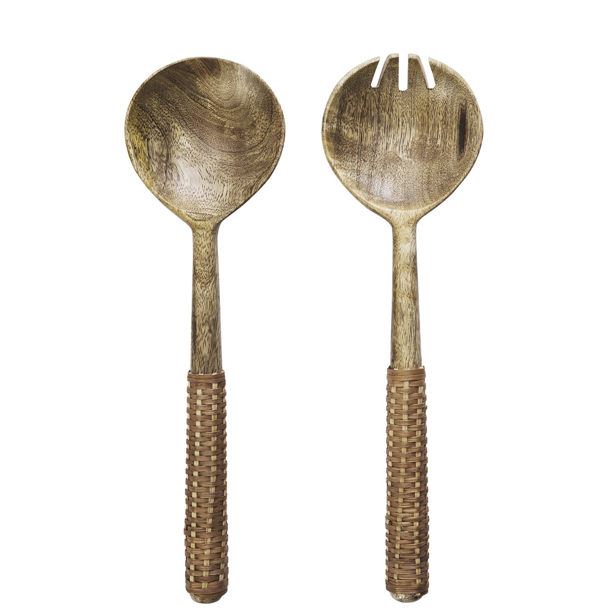 Wooden salad set w/ cane