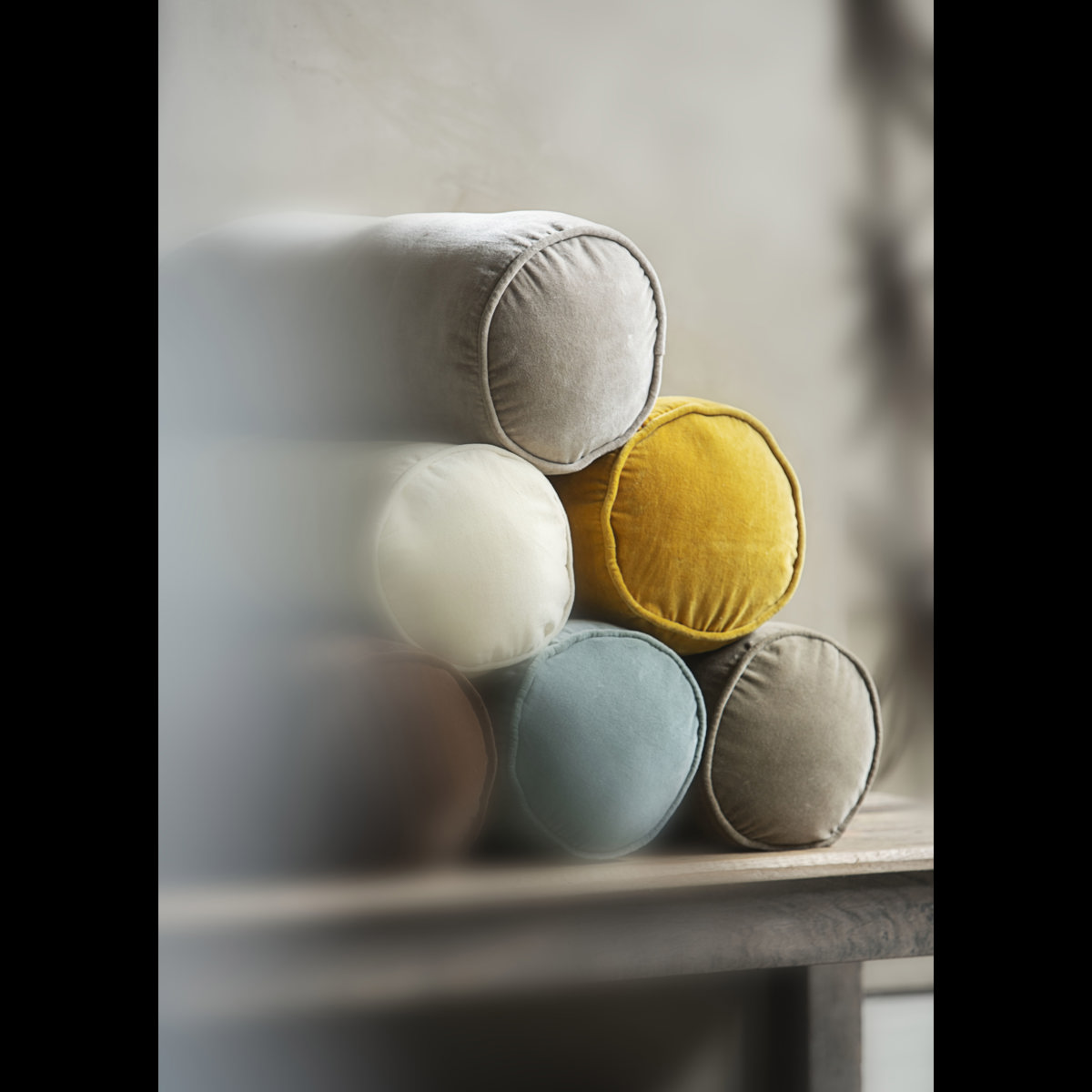 Velvet bolster cushion