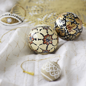 Hand-painted paper mache balls