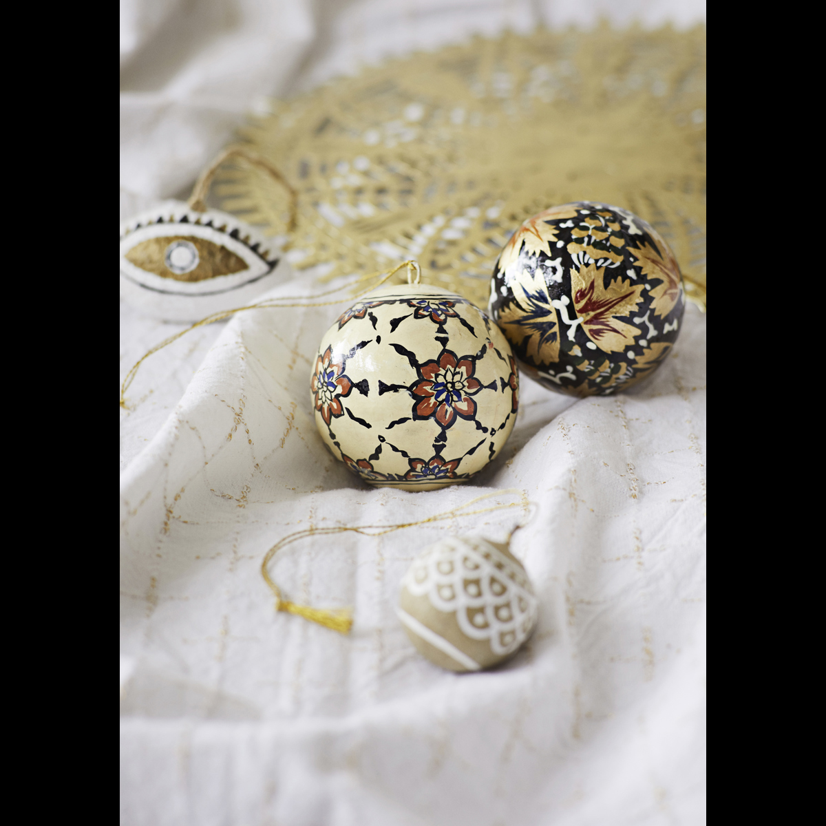 Hand painted paper mache balls