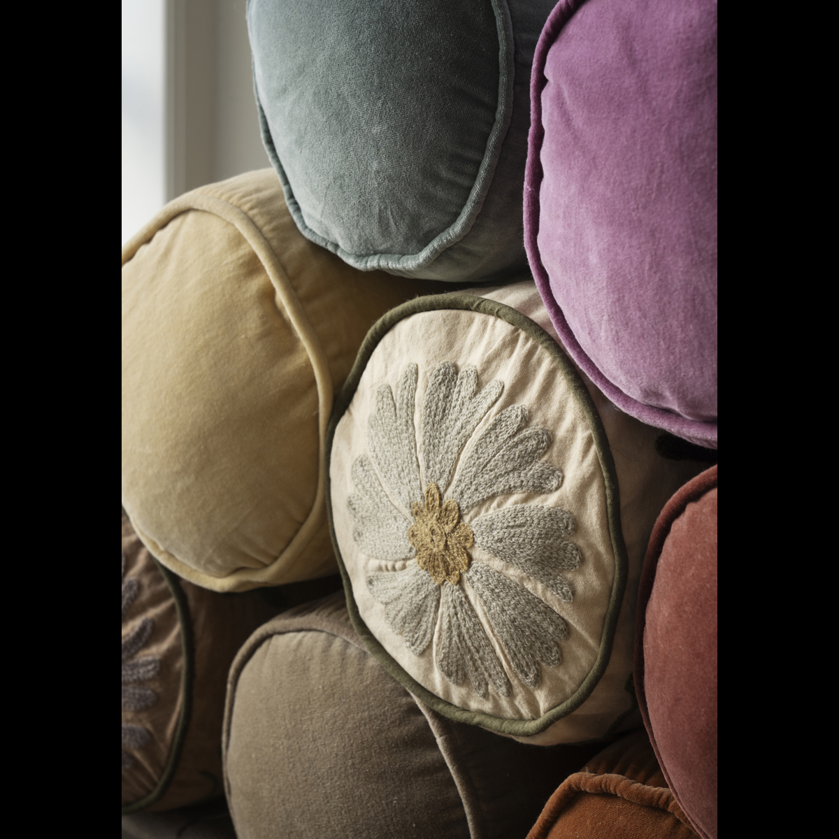Velvet bolster cushion