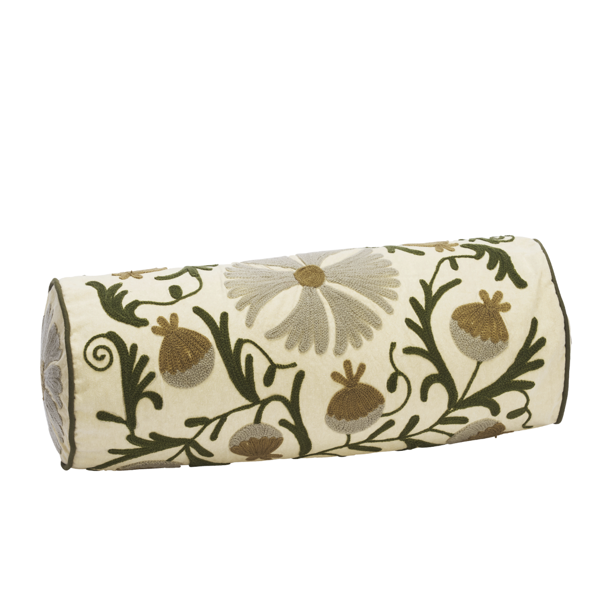 Suzani embroidered bolster cushion