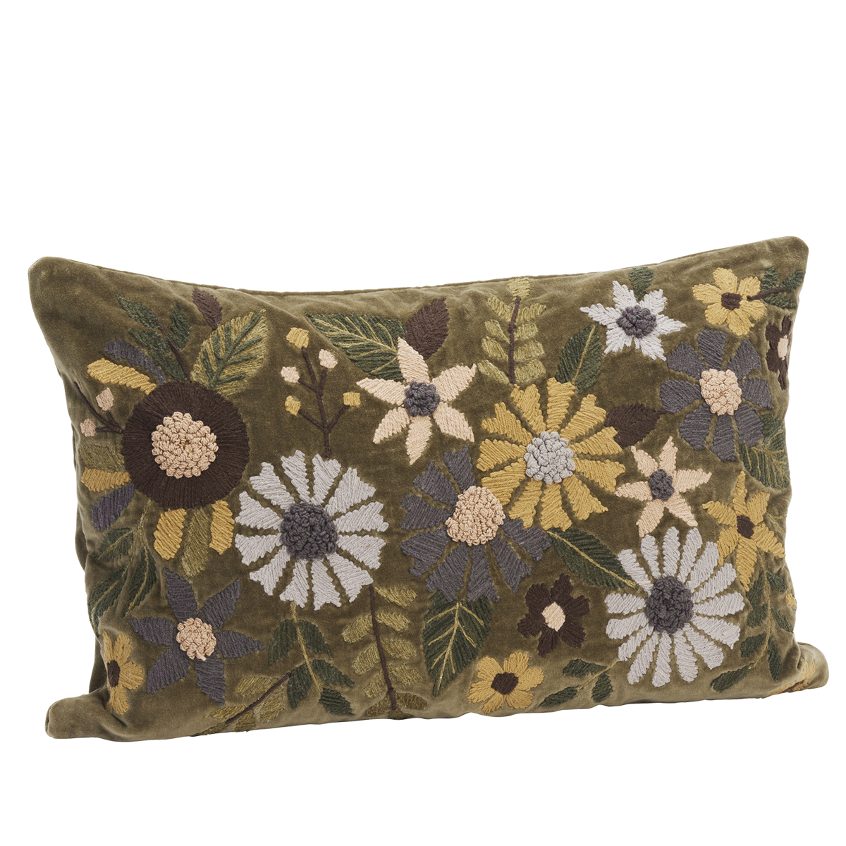Embroidered velvet cushion cover