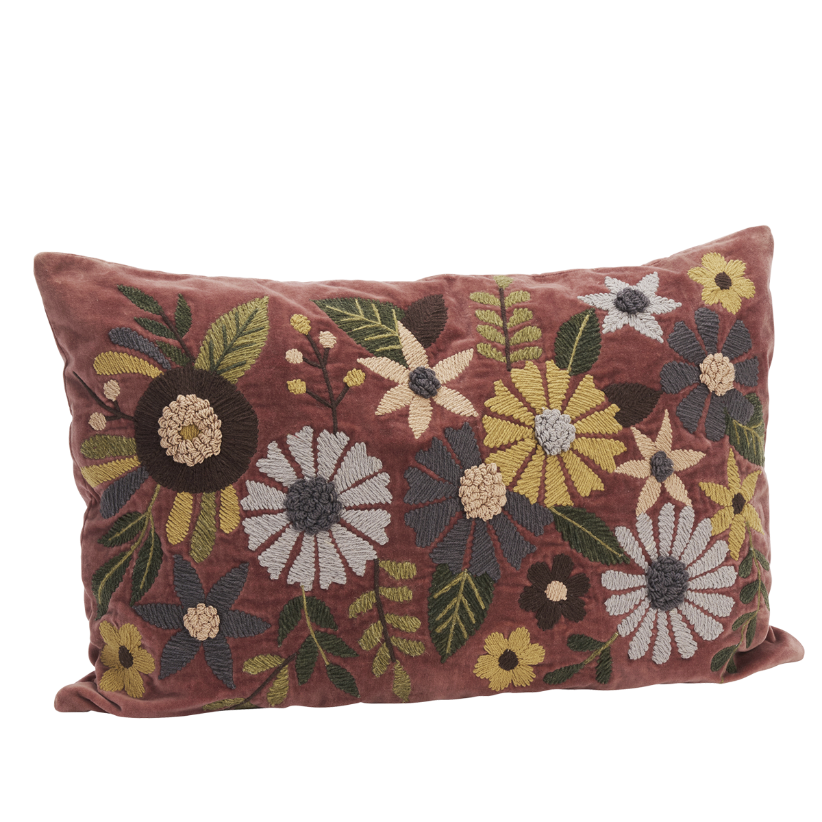 Embroidered velvet cushion cover