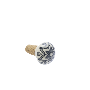 Hand-painted stoneware bottle stopper
