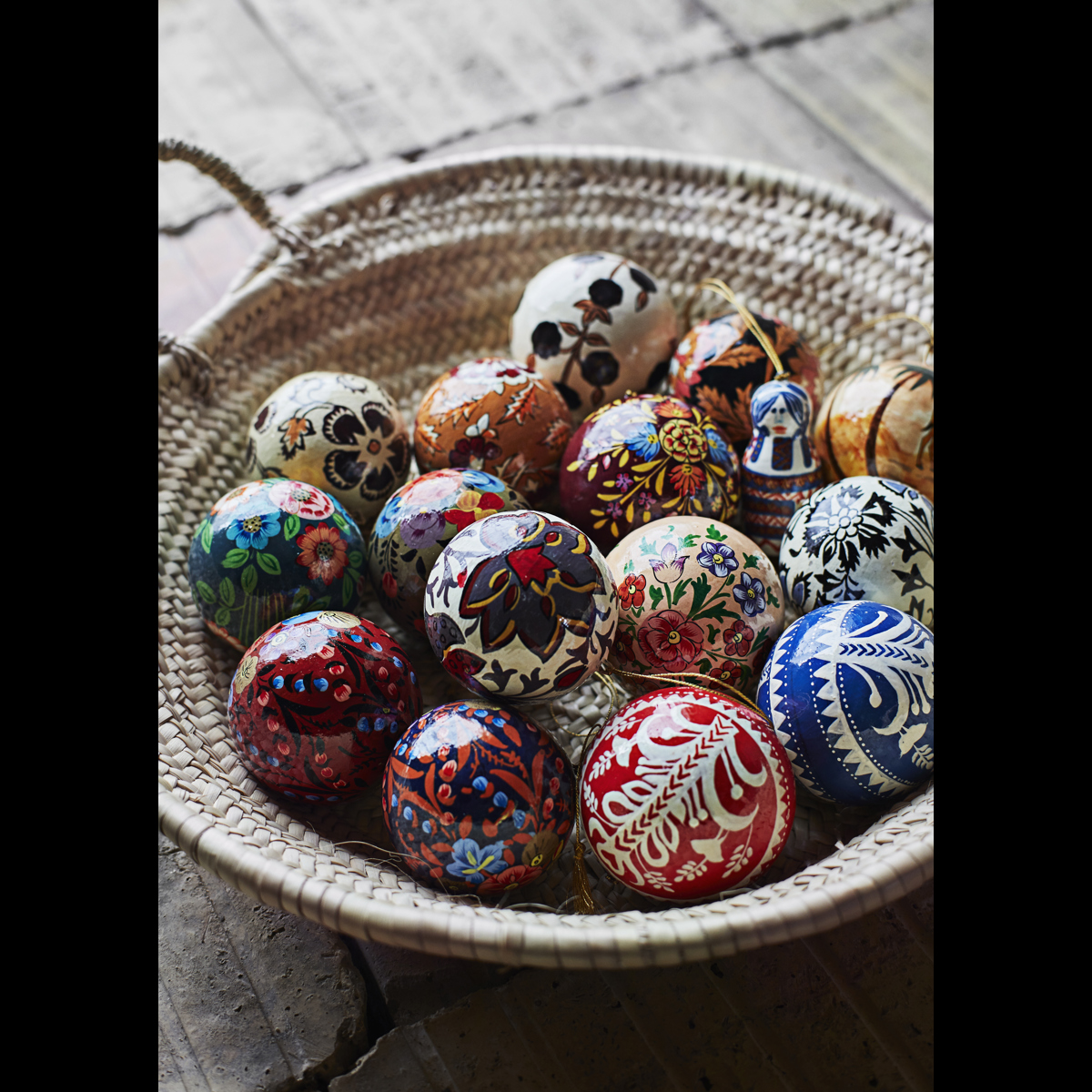 Hand painted paper mache ball