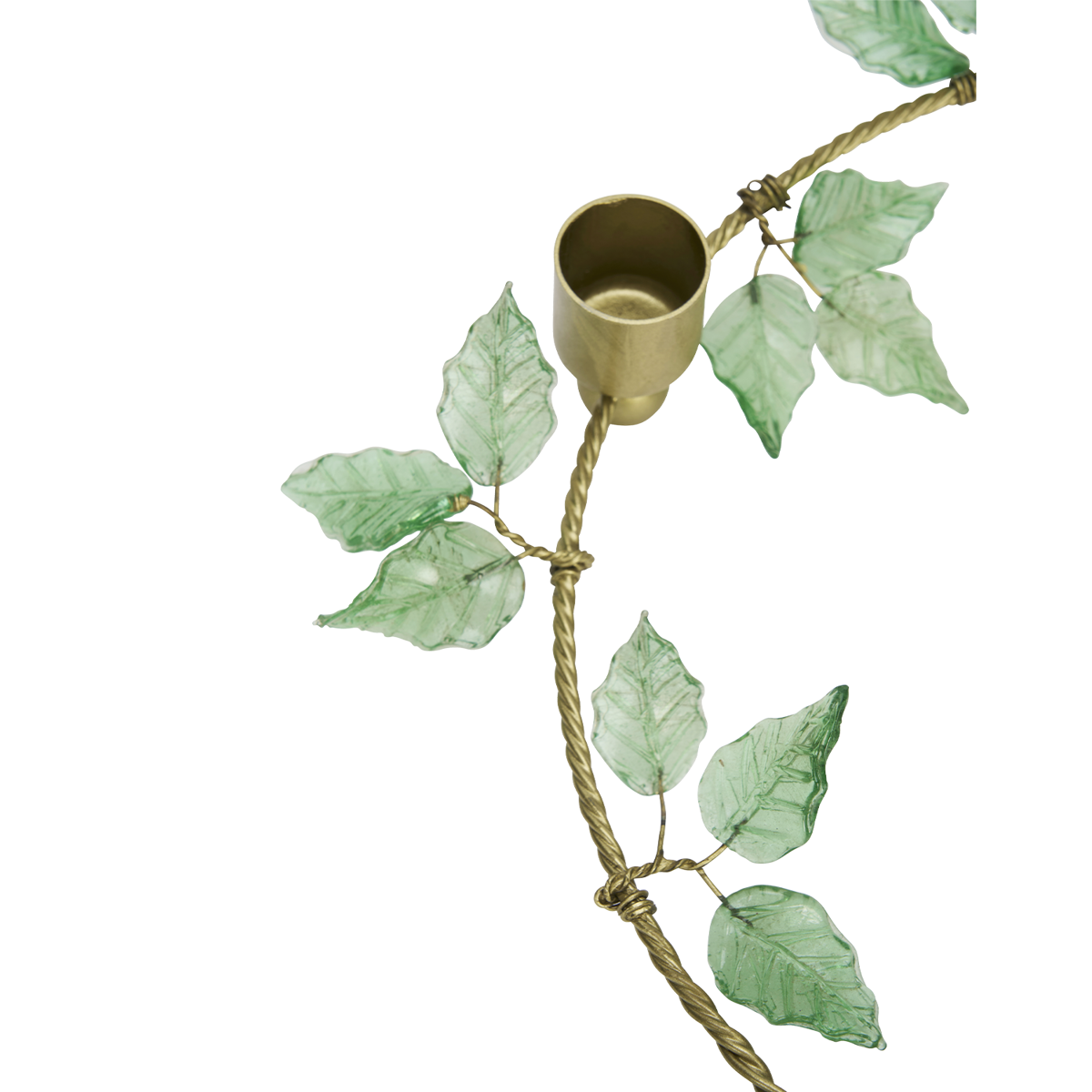 Candle holder w/ glass leaves