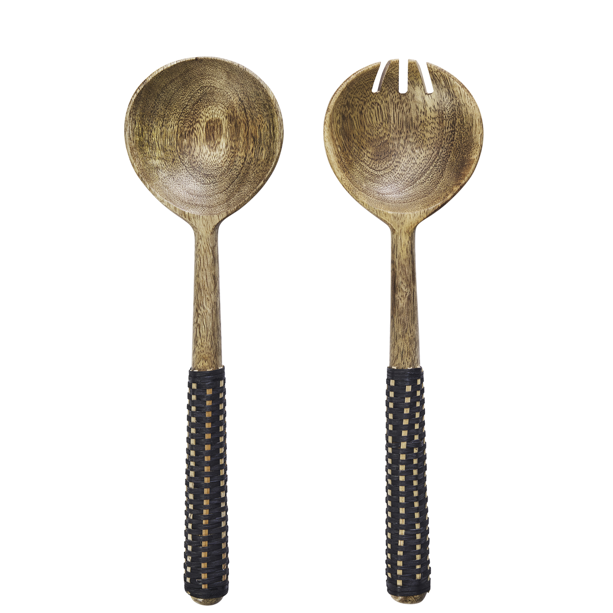 Wooden salad set w/ cane