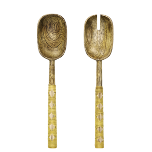 Wooden salad set w/ bamboo