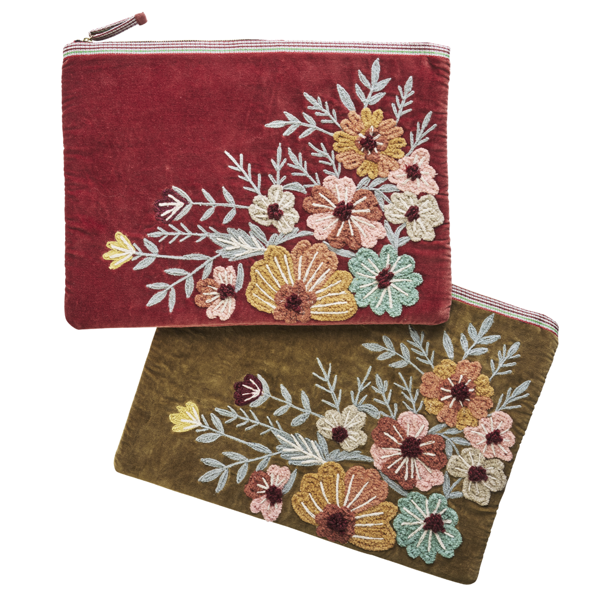 Embroidered velvet laptop sleeve