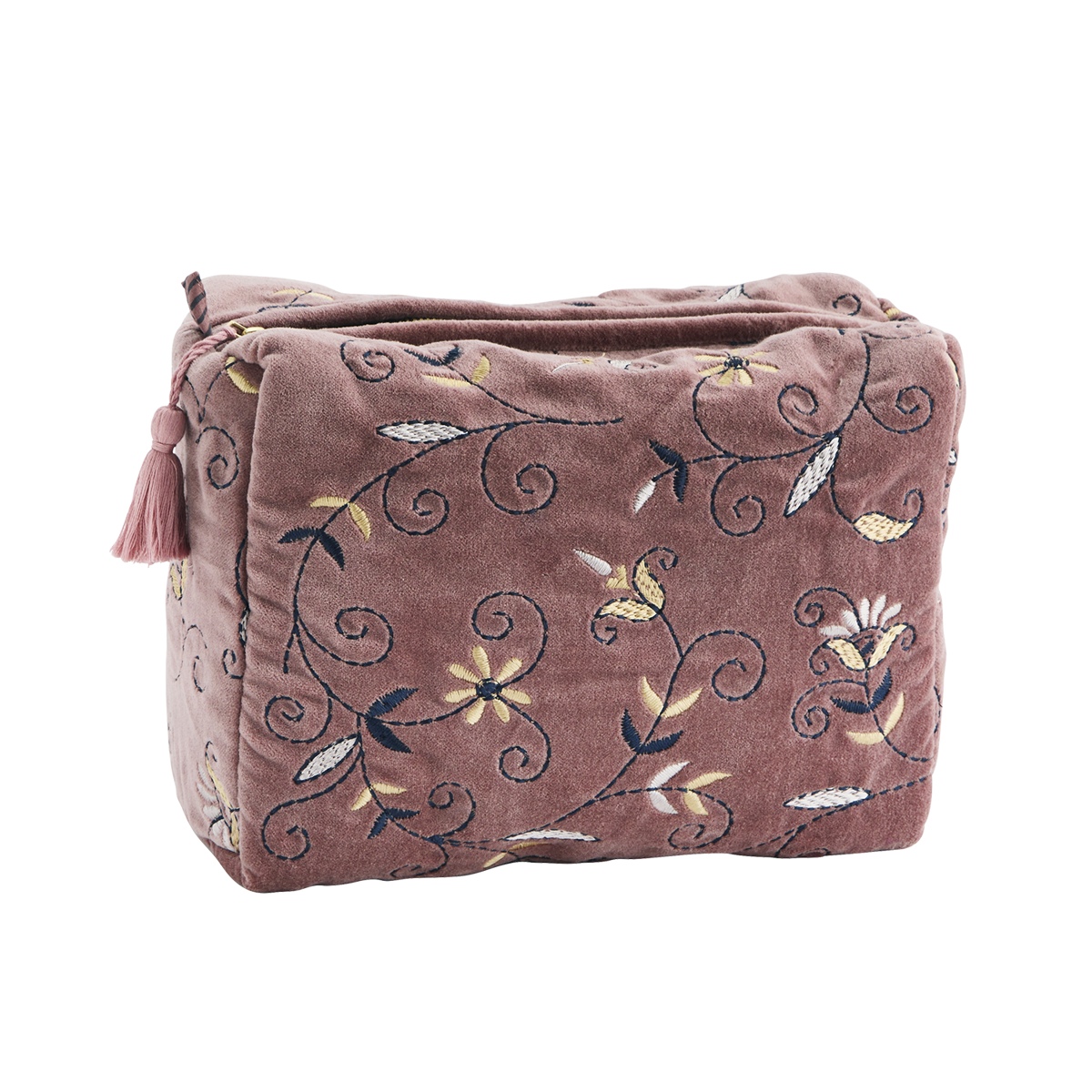 Embroidered velvet washbag