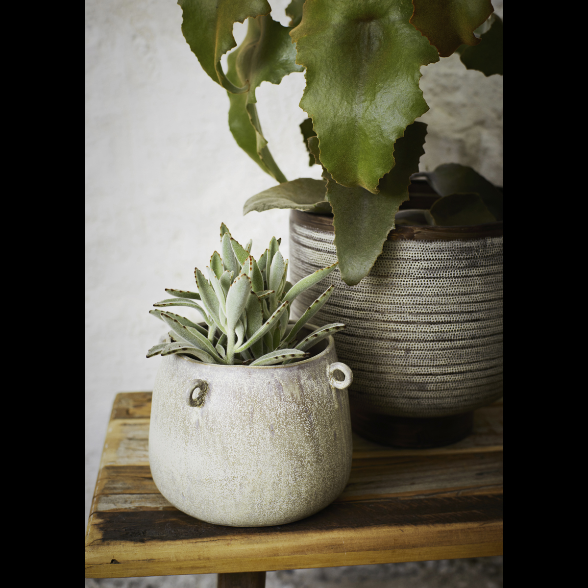 Hand hammered aluminum flower pots