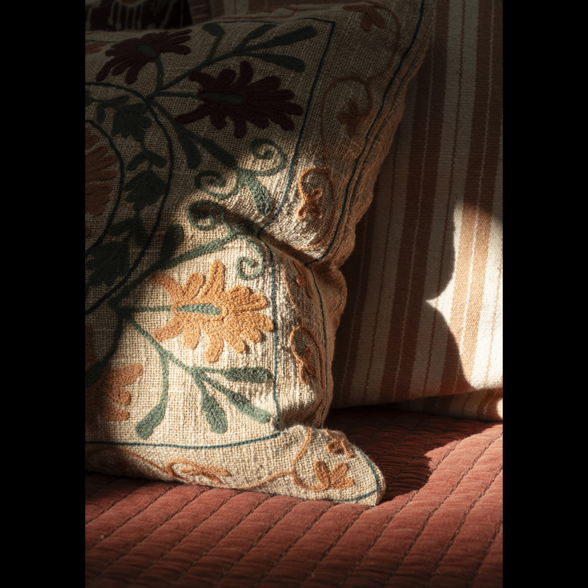 Suzani embroidered cushion cover