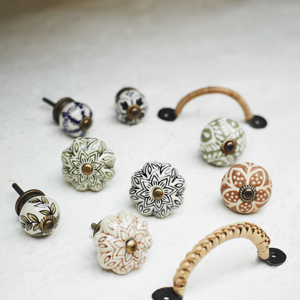 Hand-painted stoneware doorknob