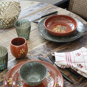 Hand-painted stoneware cup