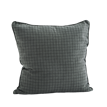 Checked linen cushion cover