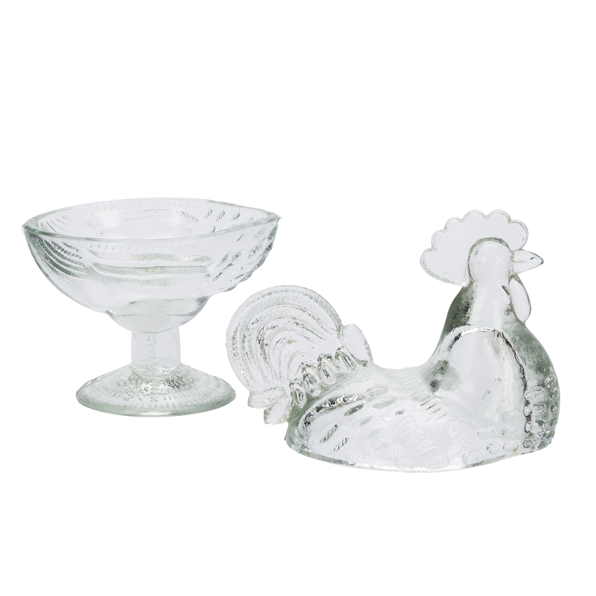 Glass hen bowl